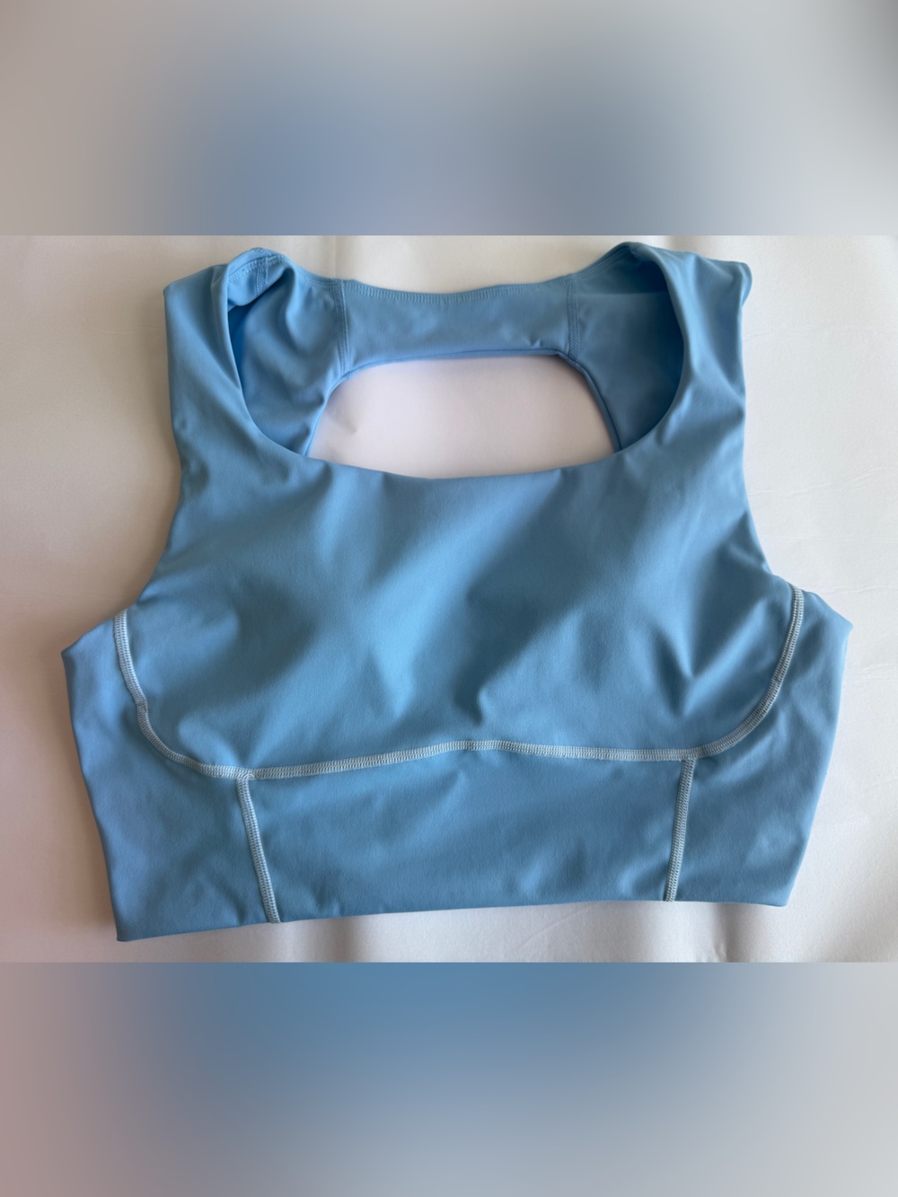 Sky Blue Sports Bra with Open Back